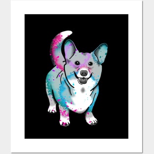 Corgi in Watercolor Splash Posters and Art